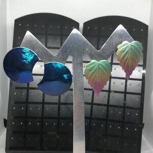 Bundle lot 2 gradient ombre vintage statement earrings